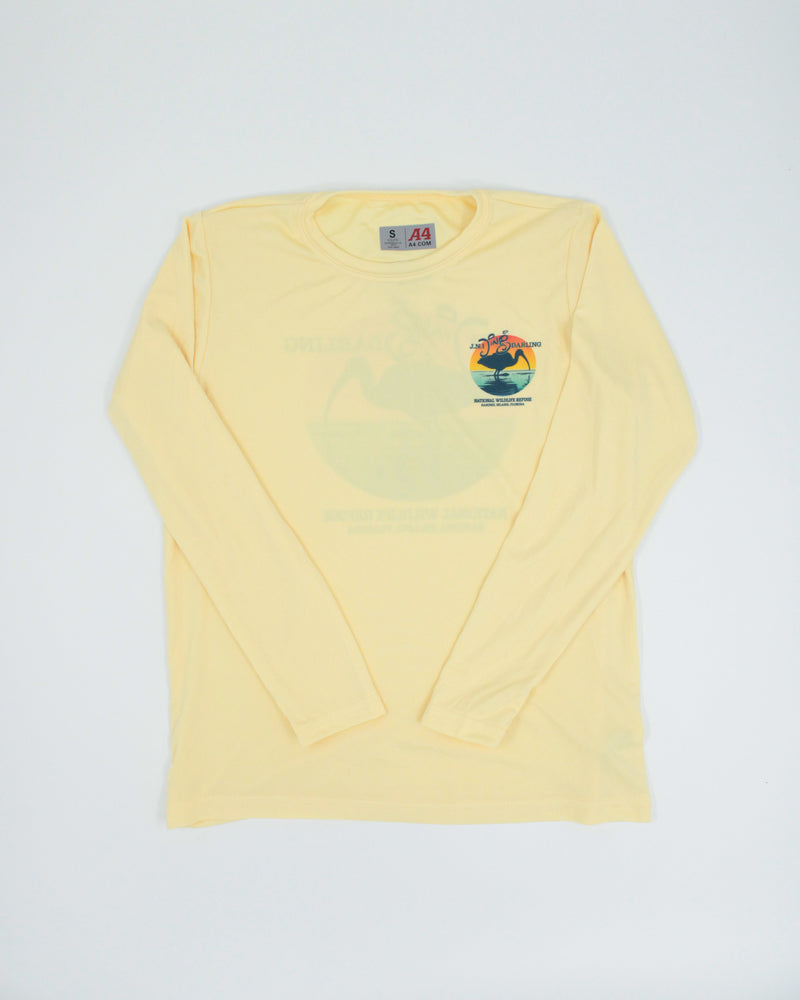 Sunset Ibis - Performance Crew Neck Shirt - Yellow - 50 UPF