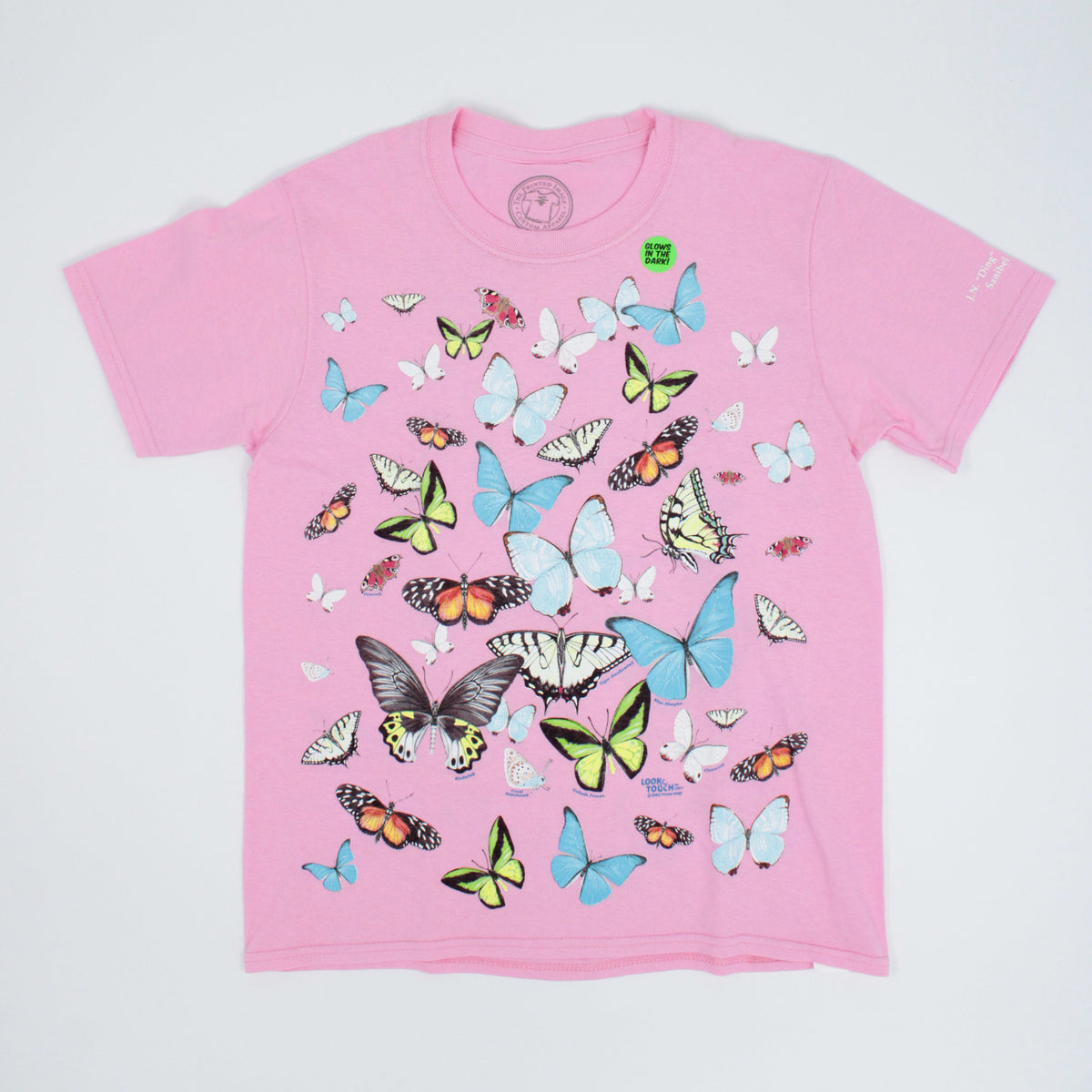 Kids Pink Butterfly T-Shirt - Glows in the Dark