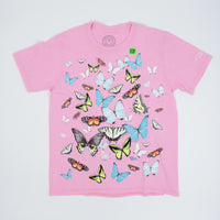 Kids Pink Butterfly T-Shirt - Glows in the Dark