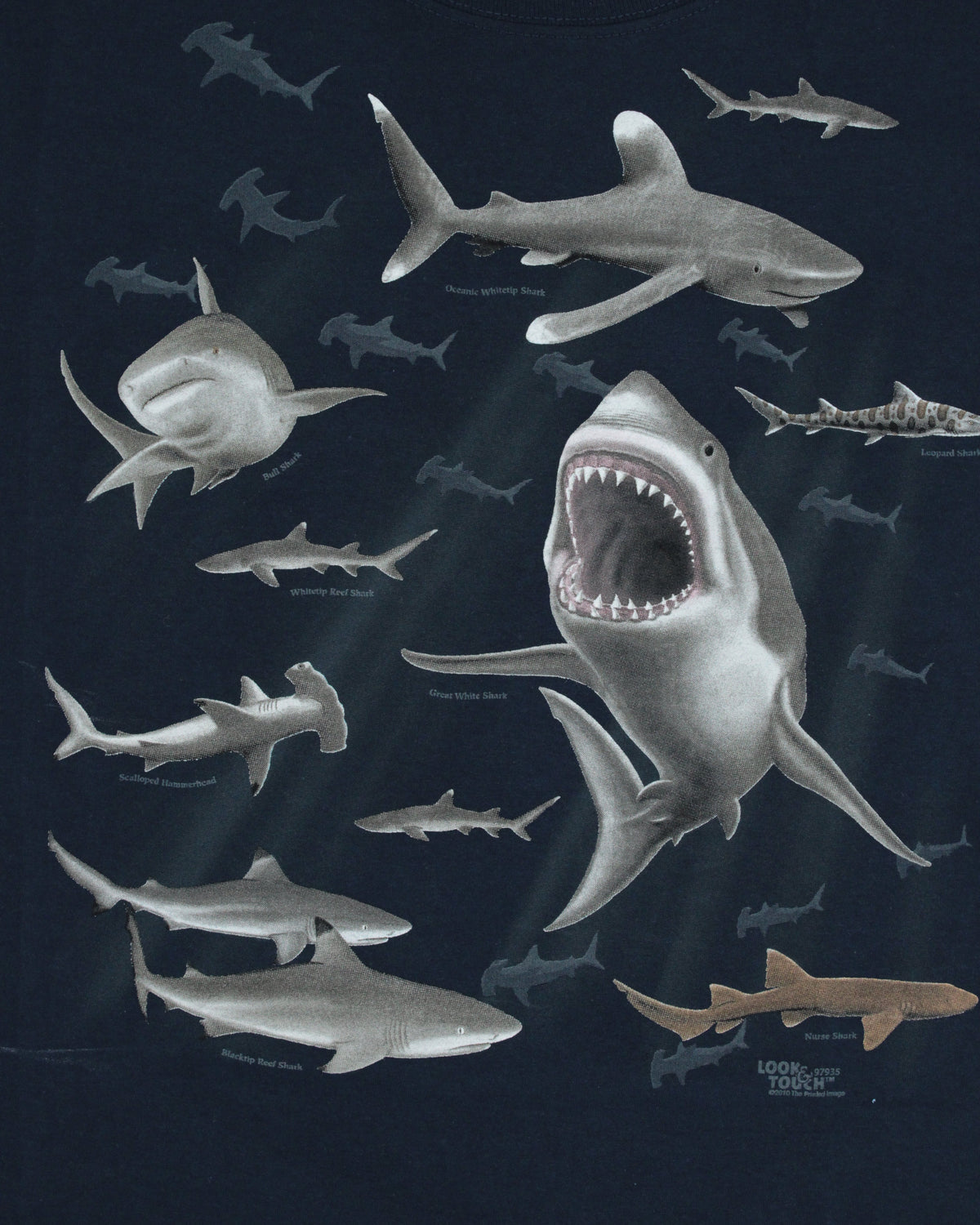 Glow in the Dark Sharks Youth T-Shirt - Navy Blue