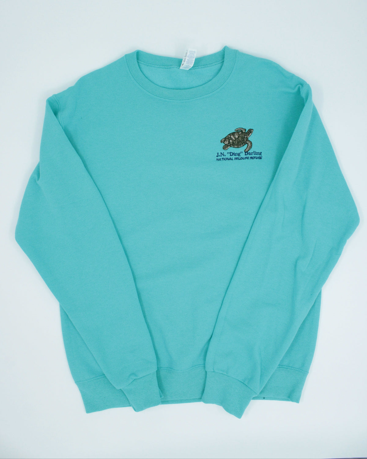 Sea Turtle Embroidered Pullover Sweatshirt - Scuba Blue
