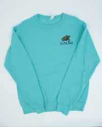 Sea Turtle Embroidered Pullover Sweatshirt - Scuba Blue