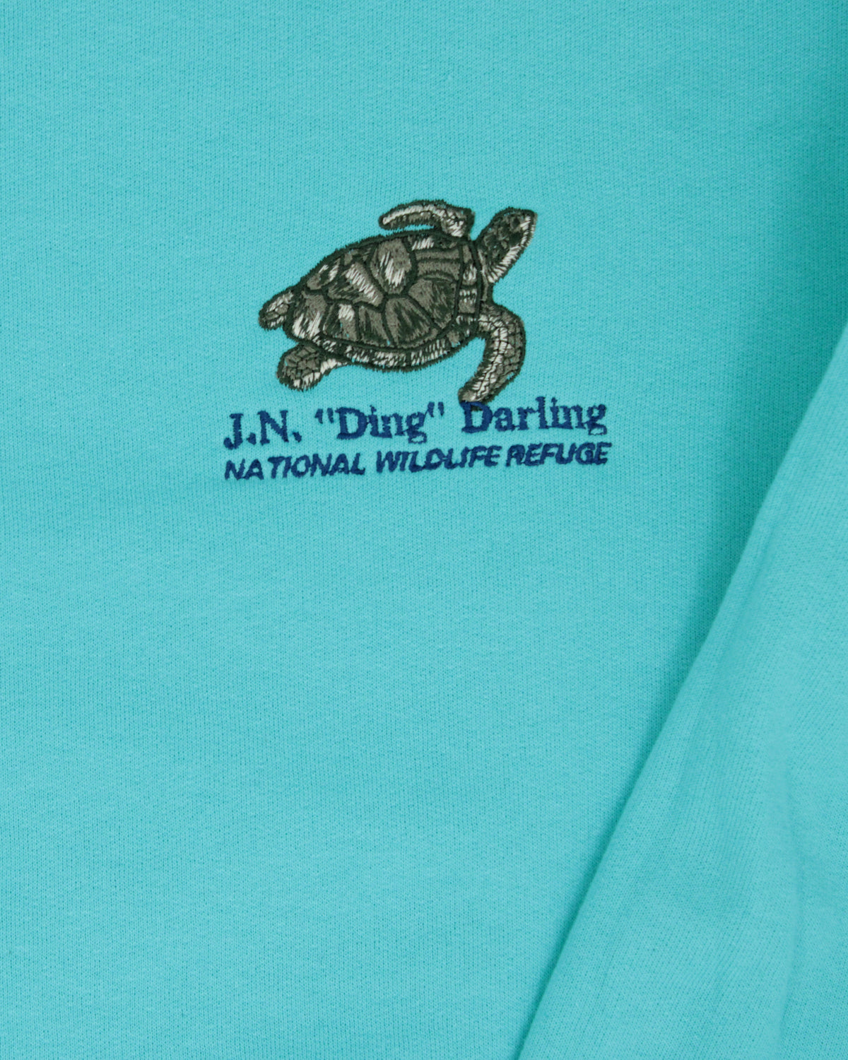Sea Turtle Embroidered Pullover Sweatshirt - Scuba Blue