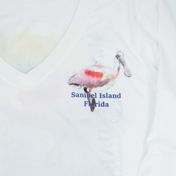 *NEW* Spoonbill Ladies Performance V-Neck Shirt - White - UPF 50