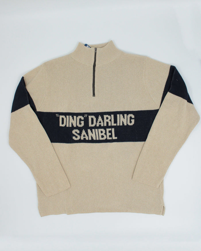 1/4 Zip Sweater "Ding" Camel/Navy