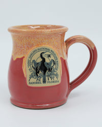Hand Thrown Pottery Mug Coral with Light Yellow Glaze - Wildlife Society Logo