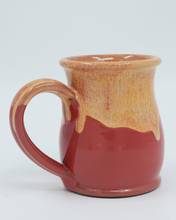 Hand Thrown Pottery Mug Coral with Light Yellow Glaze - Wildlife Society Logo