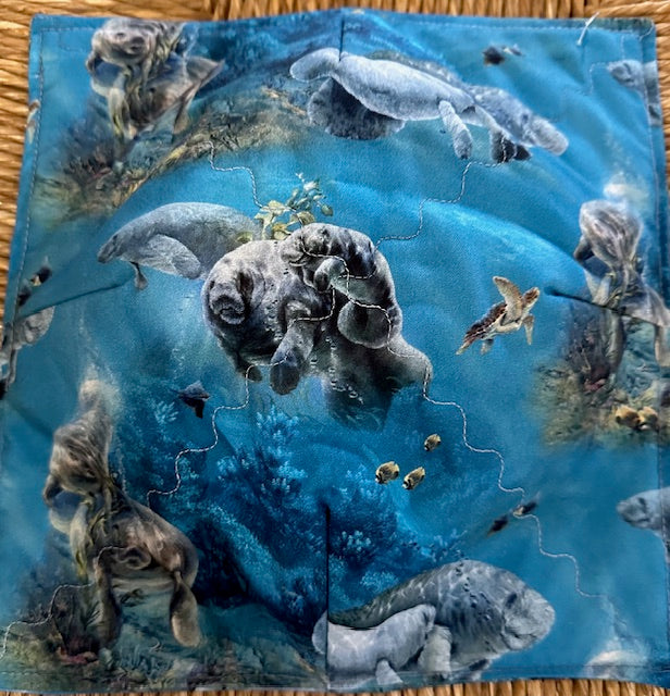Embroidered Microwave Hot Pad- Manatee