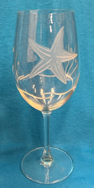 Etched Sea Star All Purpose Wine 18oz