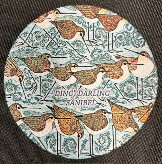 Absorbent Flexible Coasters - "Ding" Darling Wildlife Designs - Made in the USA BLUE Sandpipers