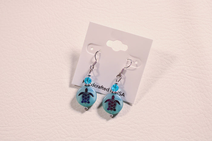 Sea Life Earrings - Round Turtle