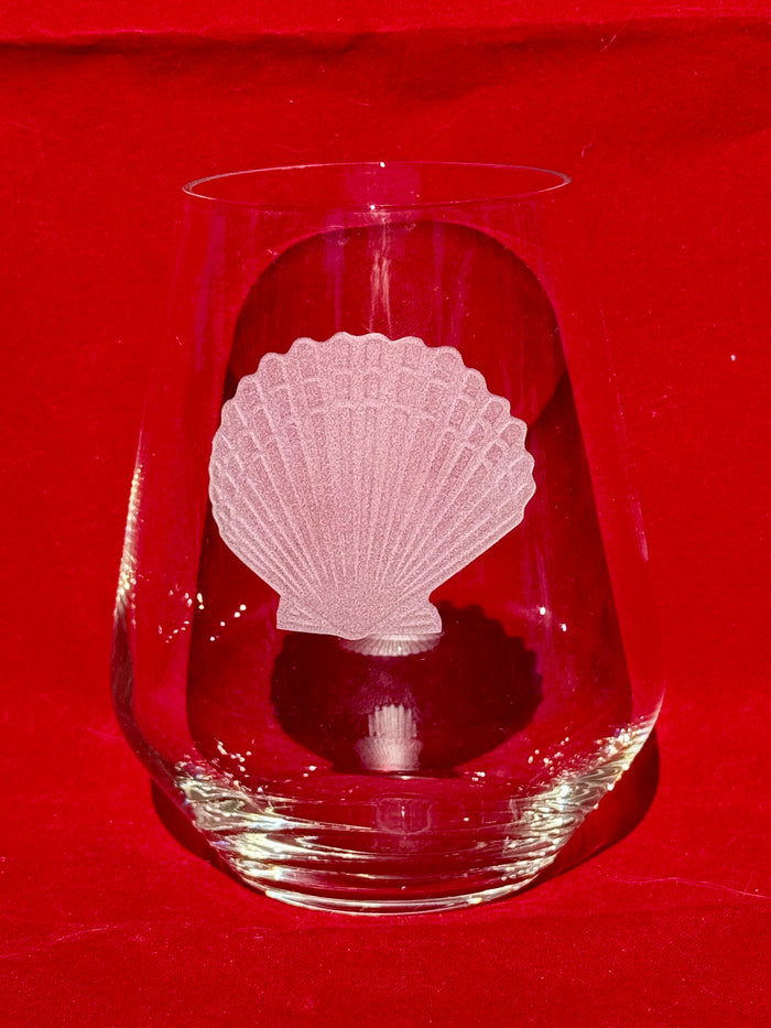 Etched Scallop Shell Stemless