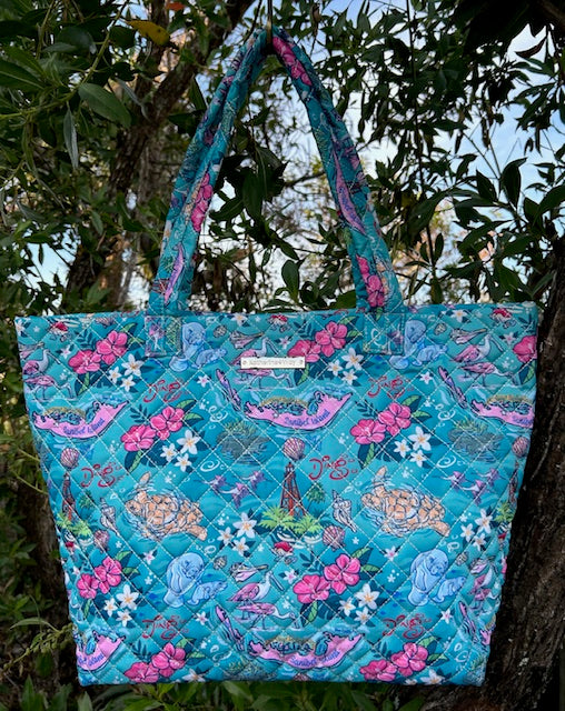 KW "Ding" Quilted-LRG Tote - AQUA