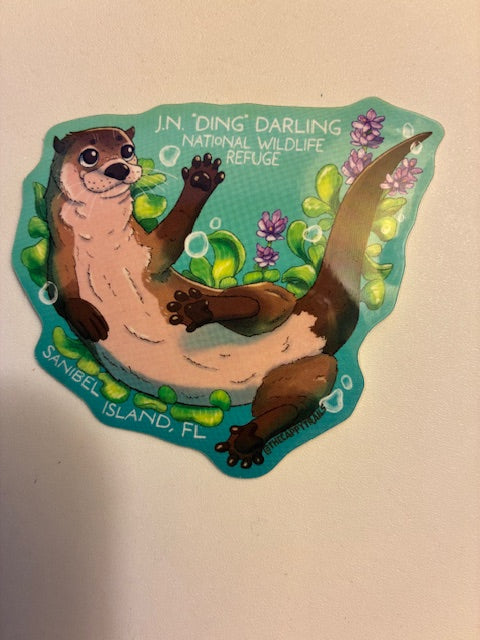 River Otter 3" - "Ding" Darling Whimsical Art Sticker