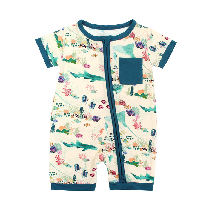 Romper - Bamboo Baby Shortie - Coral Reef