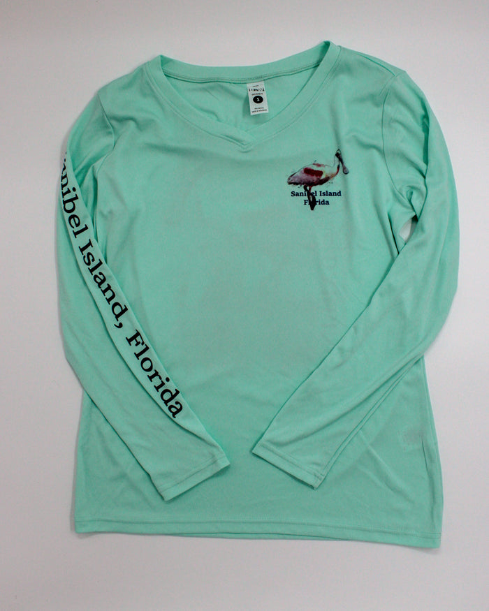 Spoonbill Ladies Performance V-Neck Shirt - Seafoam - UPF 50