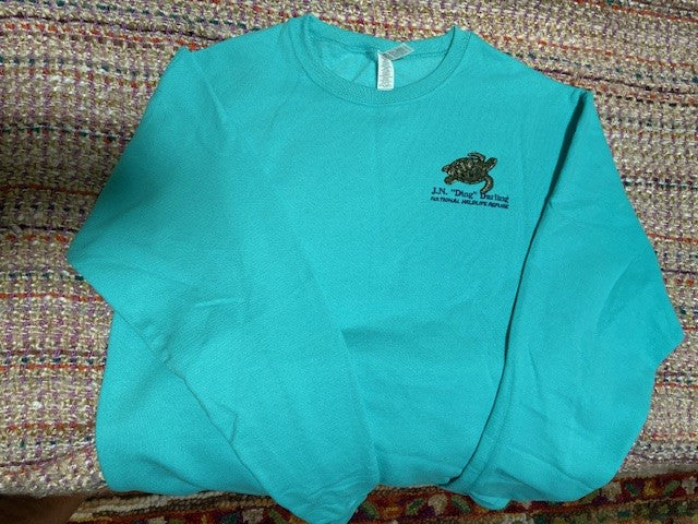 Sea Turtle Embroidered Pullover Sweatshirt - Scuba Blue