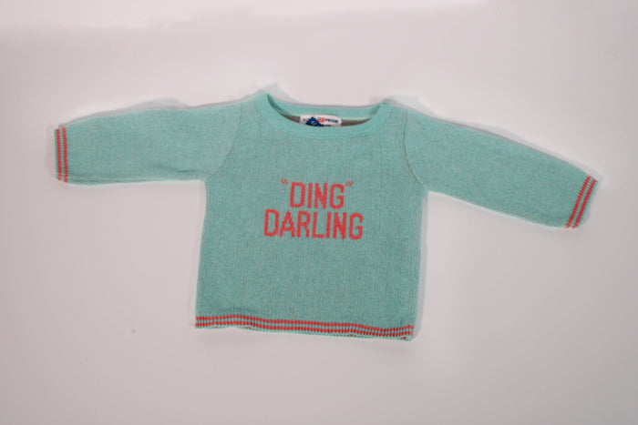 Ding Baby Sweater Aqua and Coral