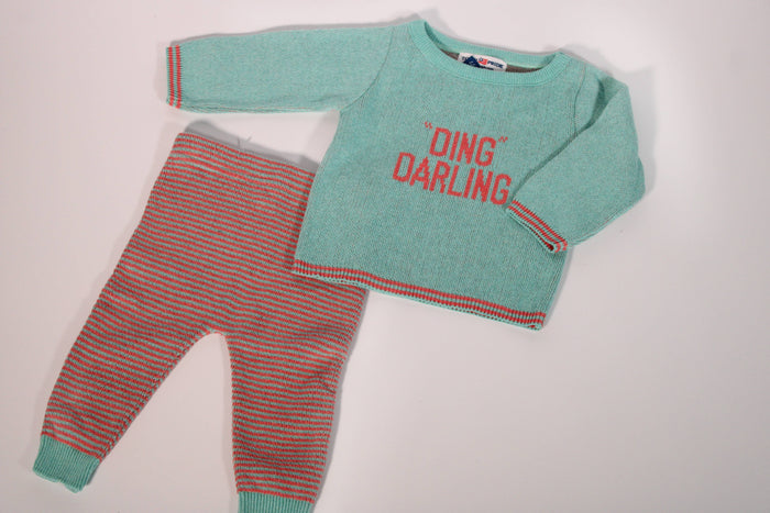 Ding Baby Sweater Aqua and Coral