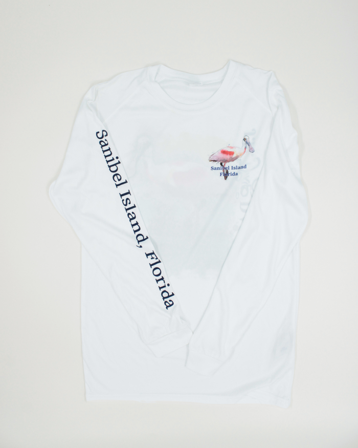 Spoonbill Performance Crew Neck Shirt - White - UPF 50