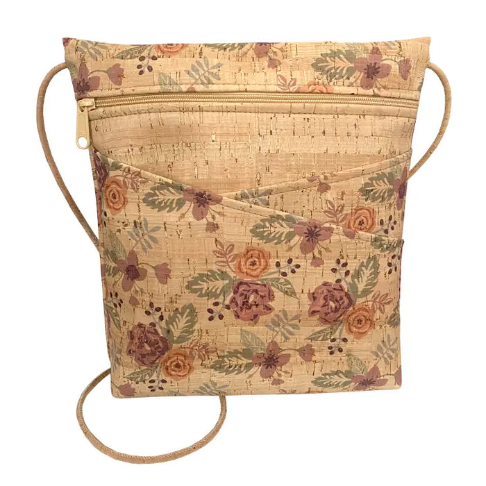 Rustic Cork Criss-Cross Pocket Body Bag-Natalie Therese-All Flourish Print