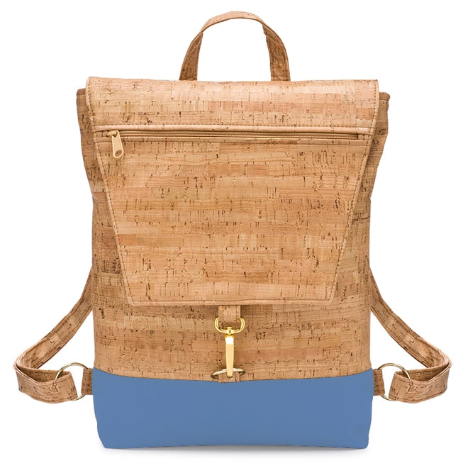 Rustic Cork Backpack-Natalie Therese-Carolina Blue