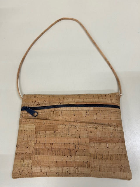 Rustic Cork 2-IN-1 Cross Body Bag + Hip Bag-Natalie Therese-Navy Zip