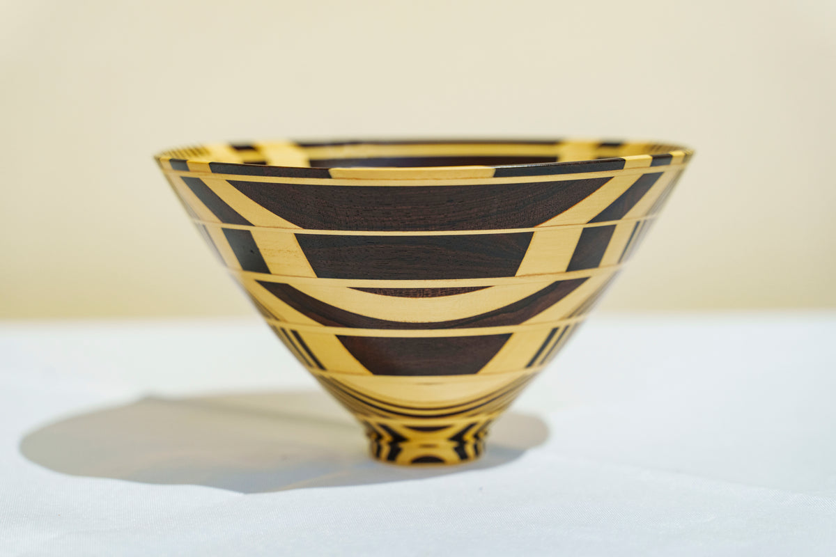 Unique Bowl By Michael Mode - Multi-Color Wood with Inlay