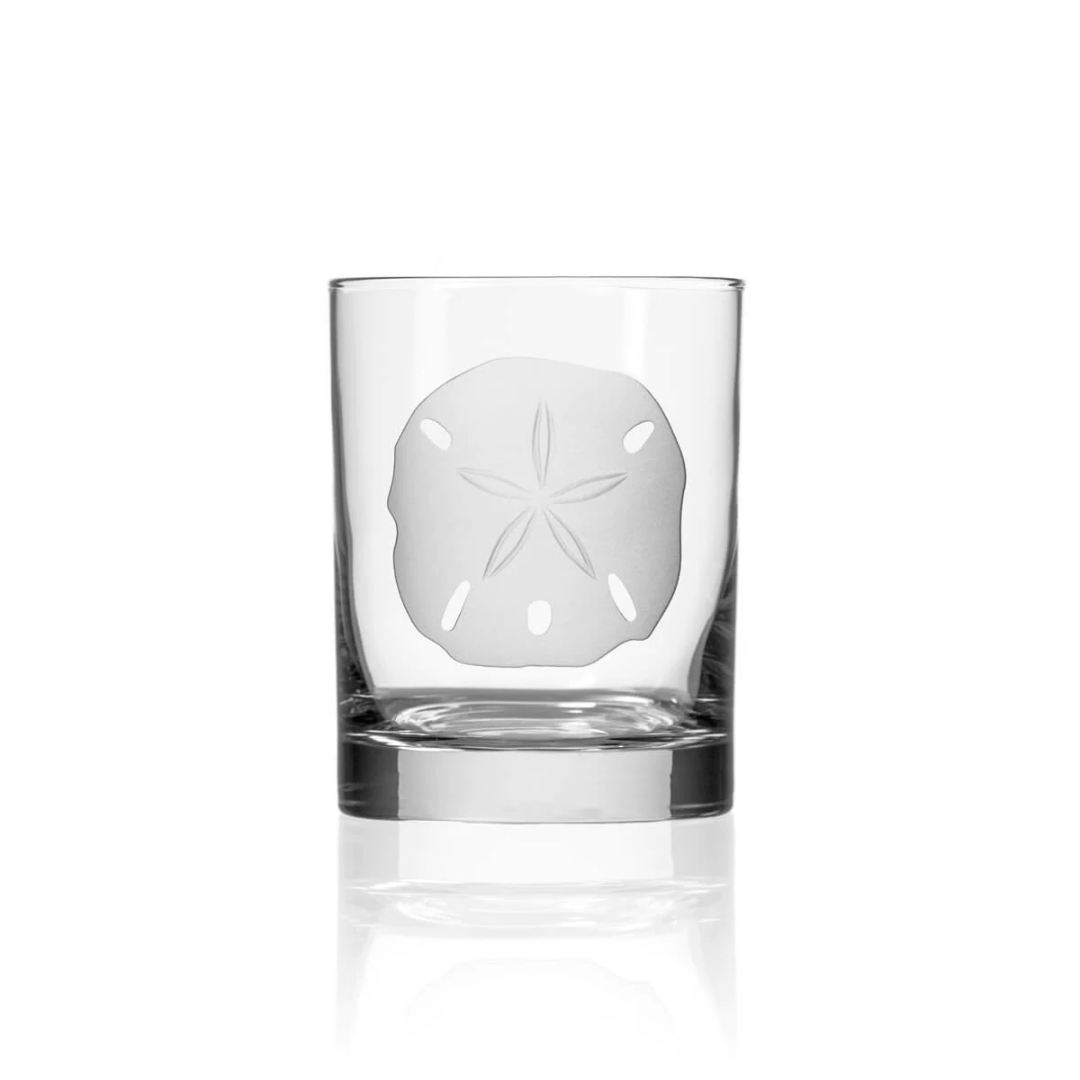 Etched Double Old-Fashioned Glass Sandollar