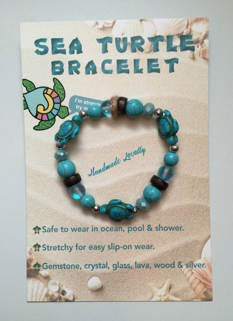 Handmade Sea Turtle  Bracelet - Aquamarine