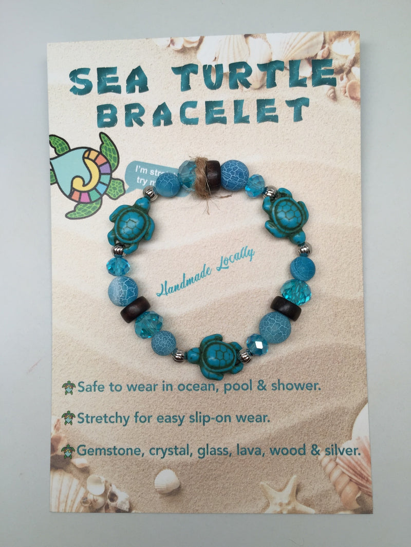 Handmade Sea Turtle  Bracelet - Dark Aquamarine