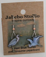 Recycled Great Blue Heron Earrings