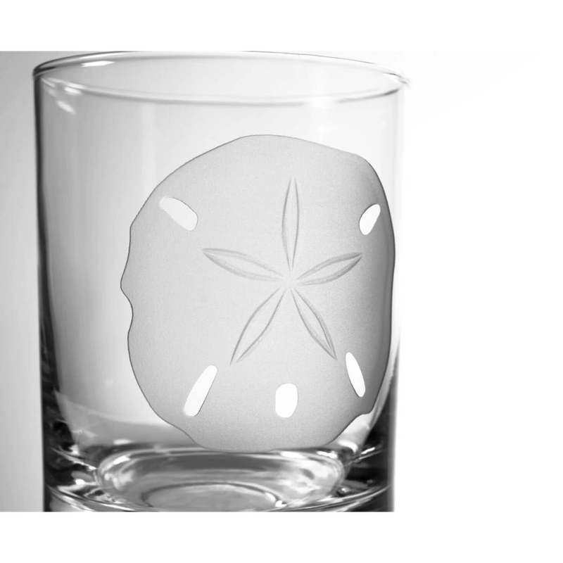 Etched Double Old-Fashioned Glass Sandollar