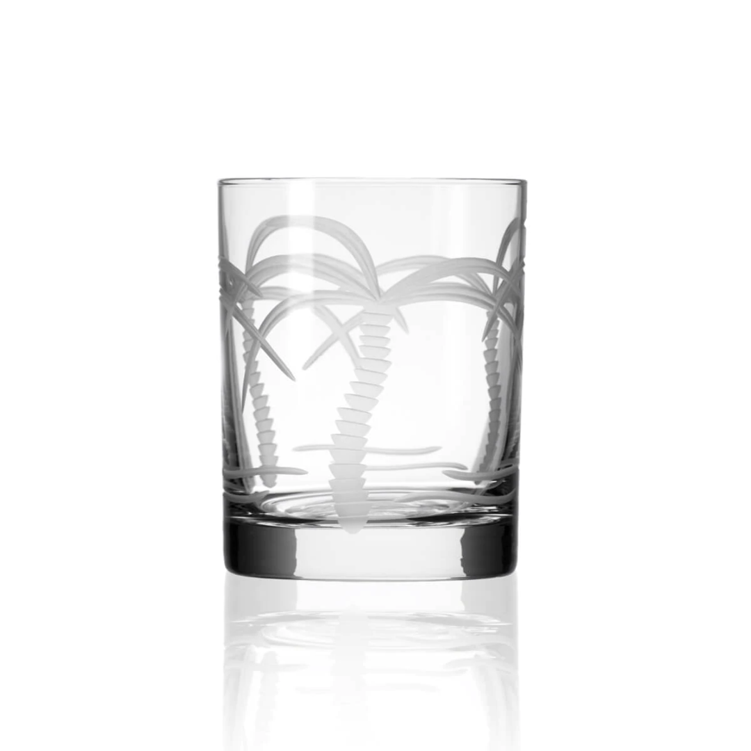 Etched Double Old-Fashioned Glass 14oz - Palm Tree