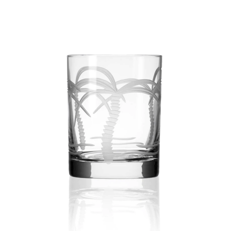 Etched Double Old-Fashioned Glass 14oz - Palm Tree