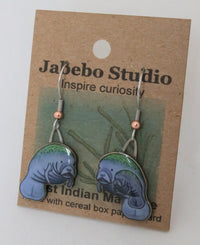 Recycled Manatee Earrings