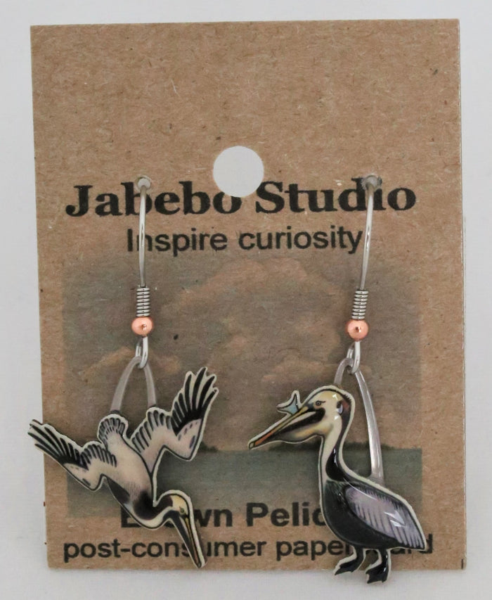 Recycled Brown Pelican Earrings