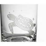 Etched Double Old-Fashioned Glass 14oz - Sea Turtle
