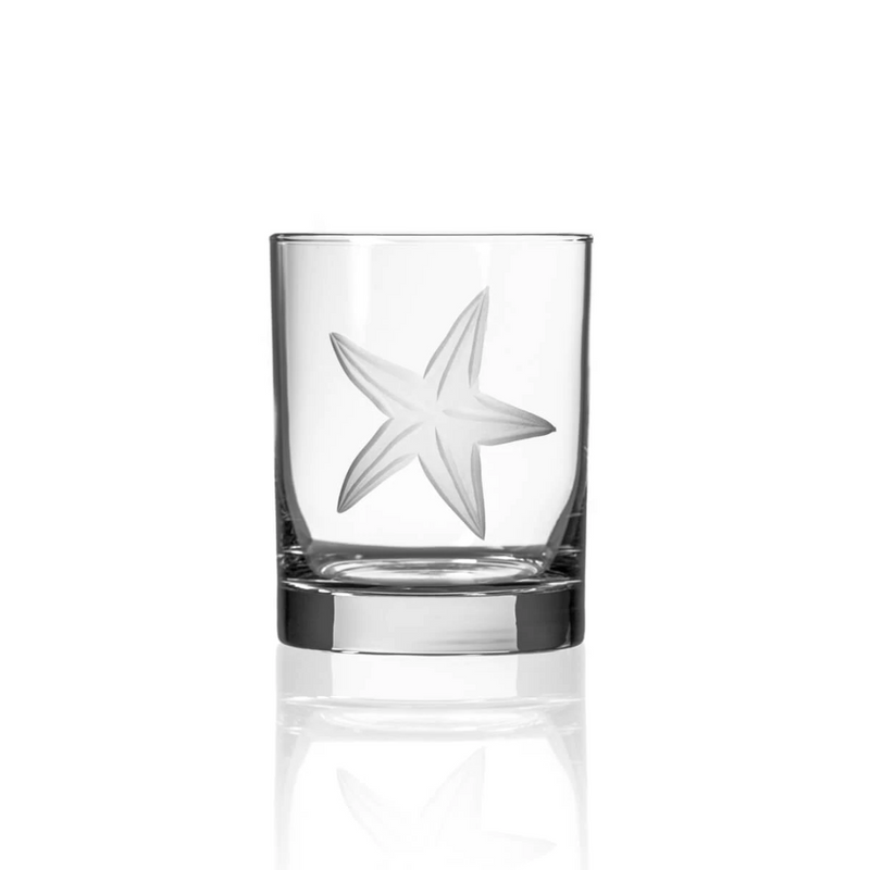 Etched Double Old-Fashioned Glass 14oz - Sea Star