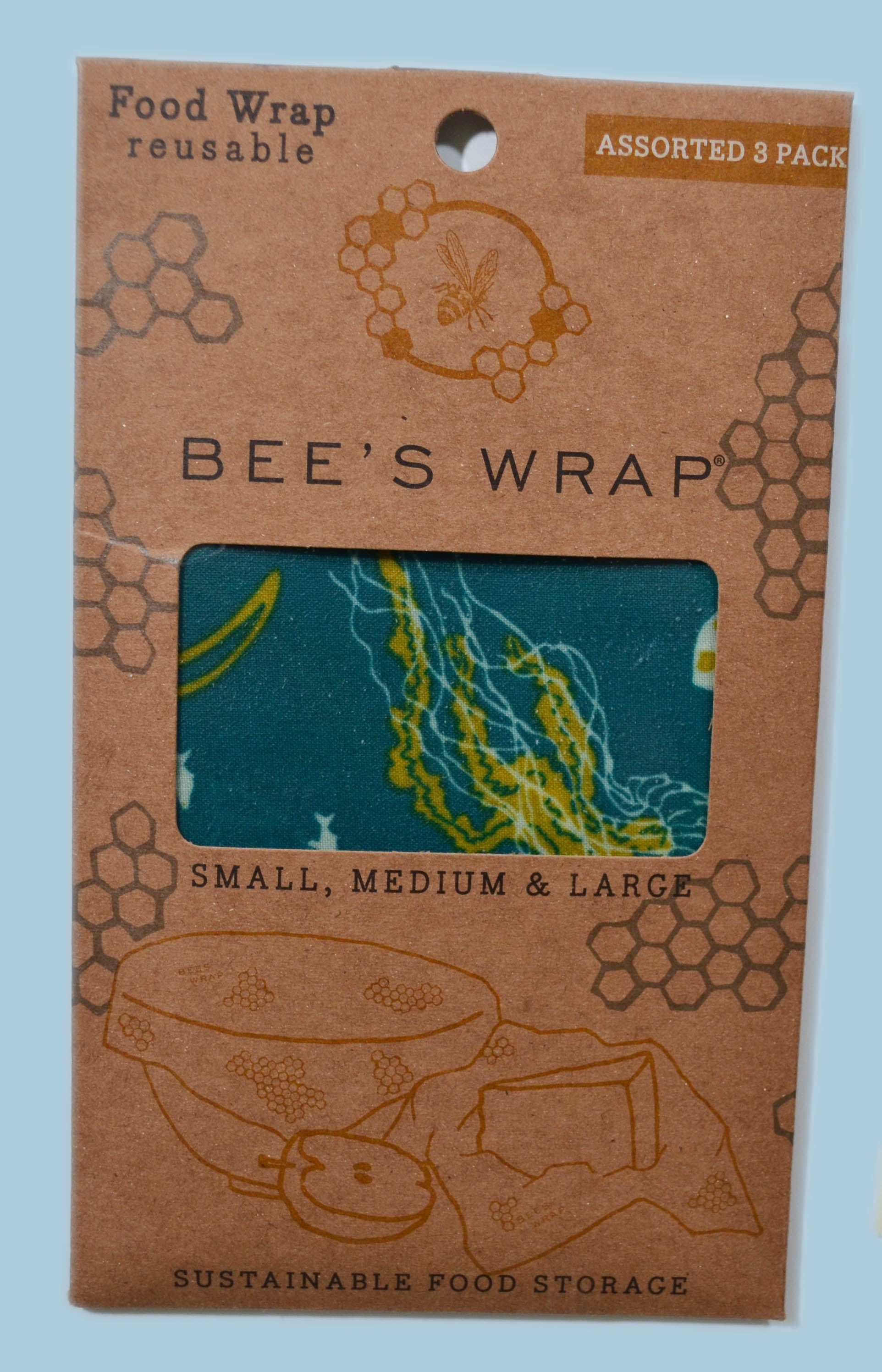 3-Pack Reusable Bee's Wrap - Ocean Design