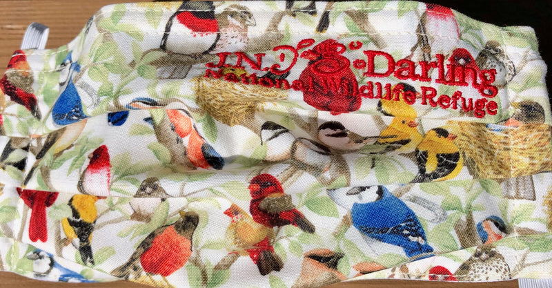 Song Birds Face Mask - Red Embroidery