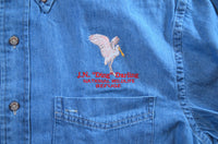 Roseate Spoonbill Denim Long Sleeve Shirt