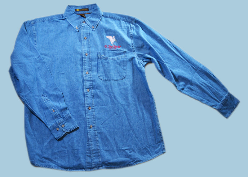 Roseate Spoonbill Denim Long Sleeve Shirt