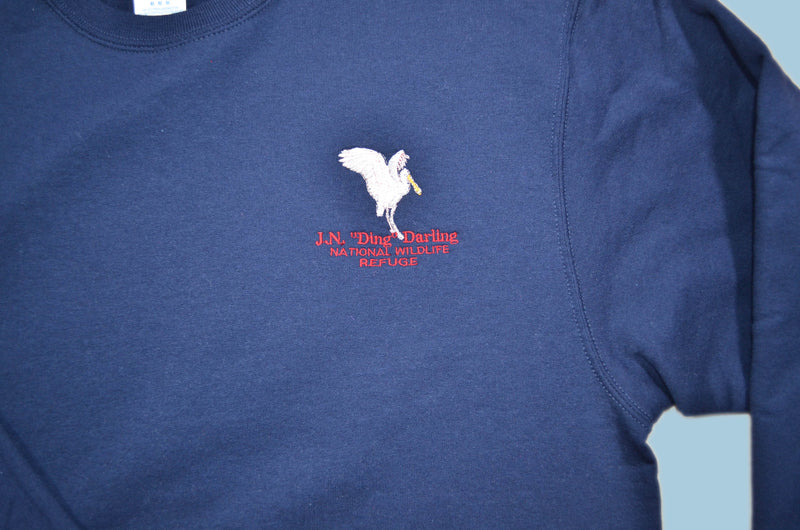 Spoonbill Embroidered Pullover Sweatshirt - Navy Blue