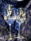 Etched Wine Glass 18oz - Heron
