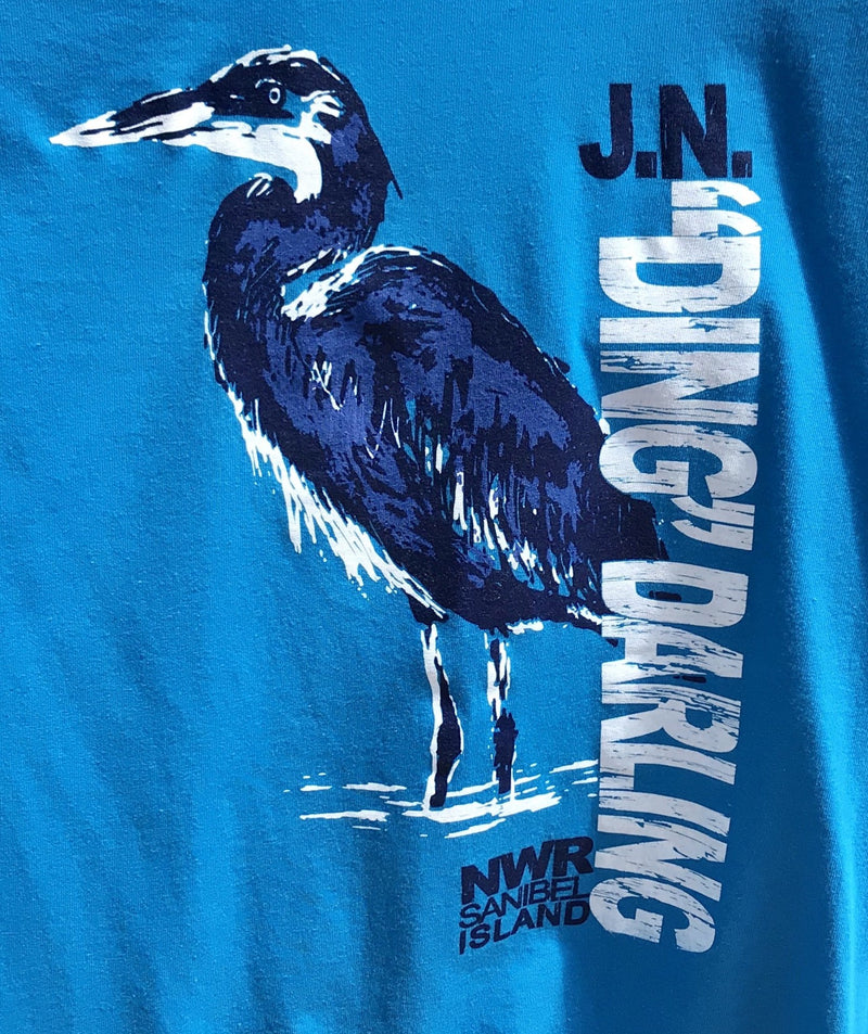 "Ding" Great Blue Heron T-Shirt - Sapphire Blue