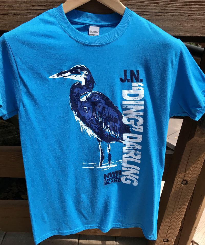 "Ding" Great Blue Heron T-Shirt - Sapphire Blue