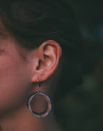 Reclaimed Piano Wire Tri-Color Loop Earrings - Gold, Silver, and Slate