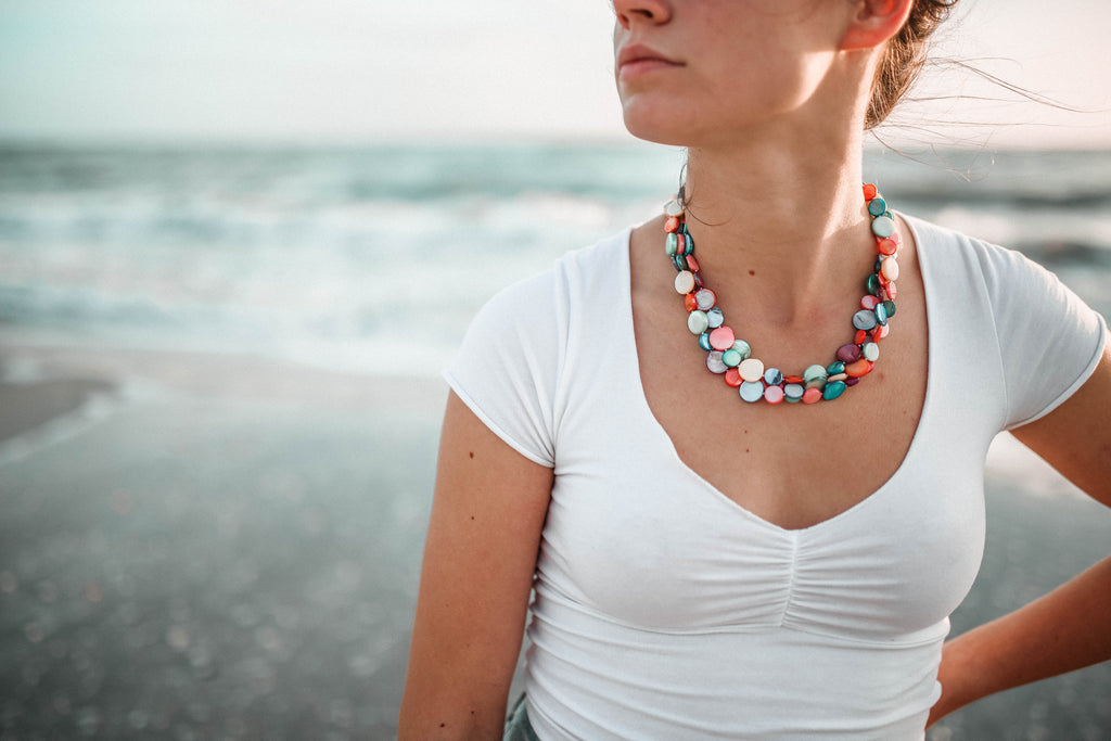 Mother of Pearl 3-Strand Necklace - Multi-Color