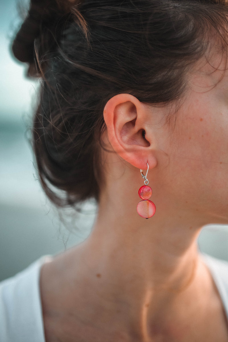 Mother of Pearl Drop Earring - Coral